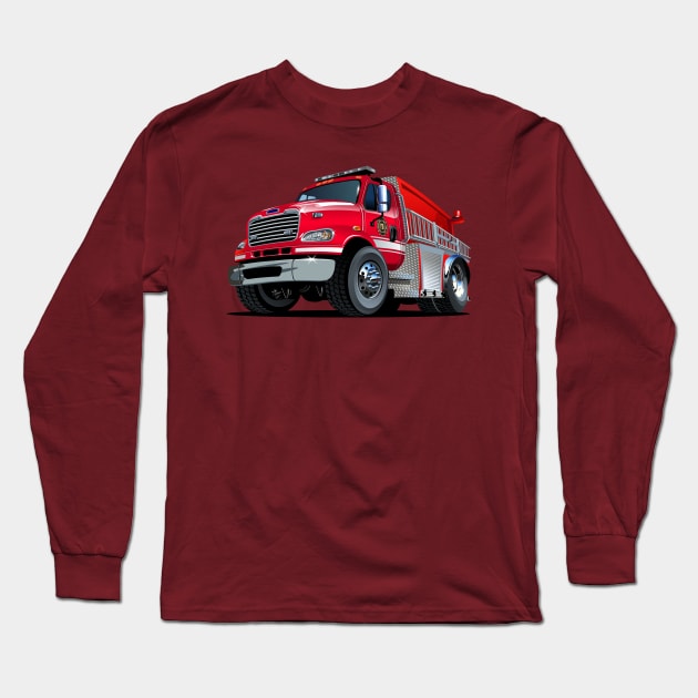 Cartoon firetruck Long Sleeve T-Shirt by Mechanik